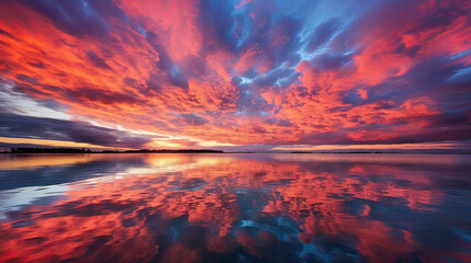 Vivid Sunset Cloud Patterns Background Ai Generative