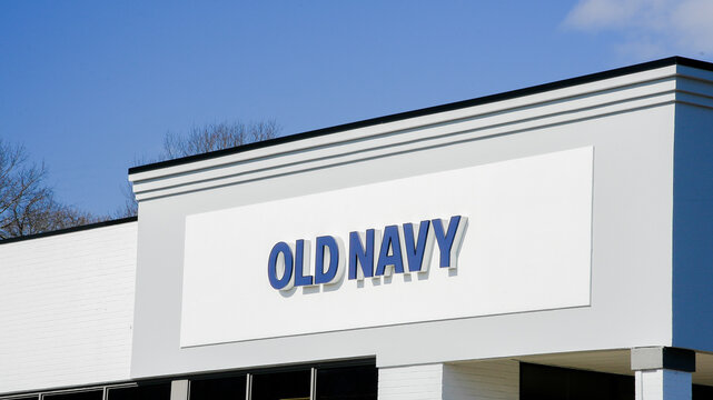 NORWALK, CT, USA - FEBRUARY 9, 2024:   Old Navy store sign Norwalk in nice sunny winter day