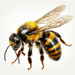 watercolor Bumble Bee clipart, Generative Ai