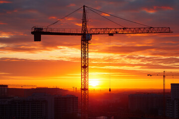 Skyscraper Silhouette Against Sunset or Sunrise