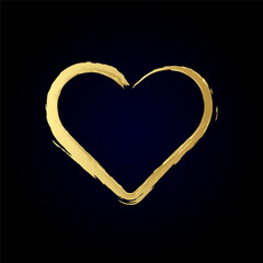 Gold heart in watercolor style isolated on background