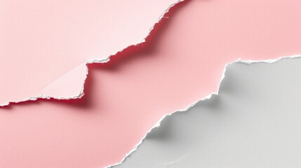 Torn Pink and White Paper with Copy Space.