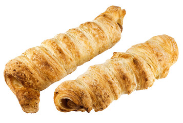hot dogs rolled in dough isolated on white or transparent background