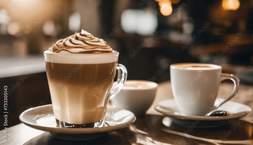 Canvas Prints A cup of coffee with whipped cream on top