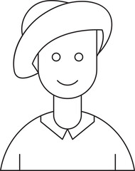 Boy Student Avatar Thin Line