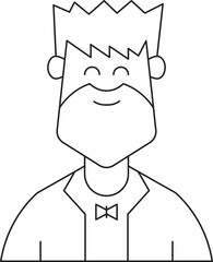 Beard Man Avatar Thin Line Illustration
