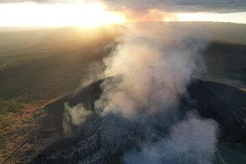 Gas fly from masaya volcano crater