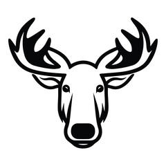 Moose Flat Icon Isolated On White Background