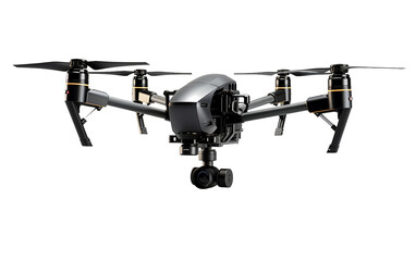 Elite 4K Drone Camera Isolated on Transparent Background PNG.