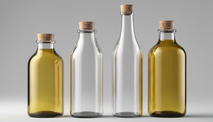 Four glass bottles with cork tops