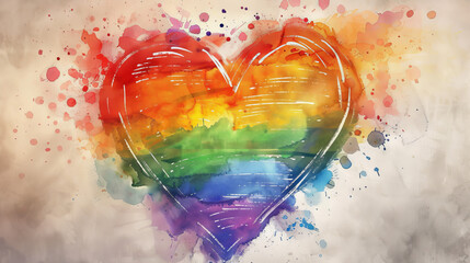 Rainbow background, heart, Pride