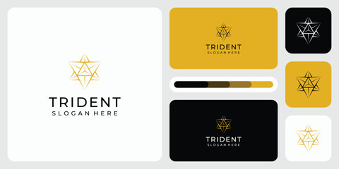 Abstract triangle line shield shape vector logo design.