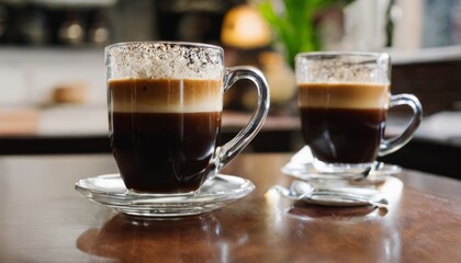 Fototapeta premium Two cups of coffee on a table