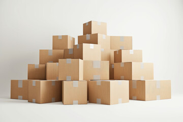 Stack of Cardboard Packaging Boxes on White