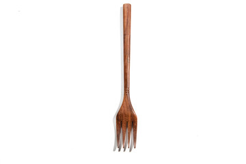 cutlery made of wood in white background