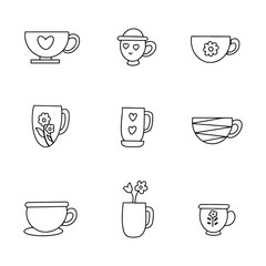 Mug doodle line vector illustration
