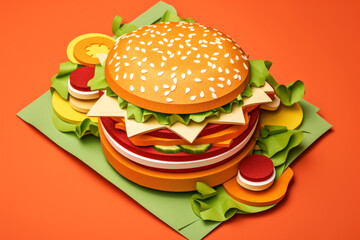 Vibrant craft burger photo. Perfect for art, food, or design content