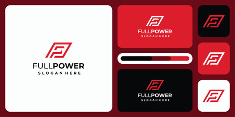 Letter F P initials vector logo design abstract square lines.