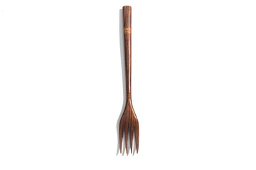 cutlery made of wood in white background