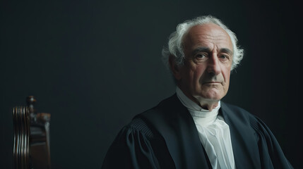Obraz premium a lawyer in traditional attire, representing the legal profession on black background with copy space for law day - AI Generated
