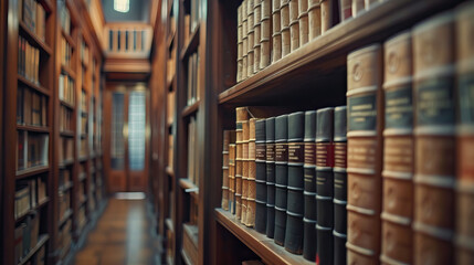 a law library, epresenting the pursuit of knowledge and expertise in the legal profession - AI Generated - obrazy, fototapety, plakaty