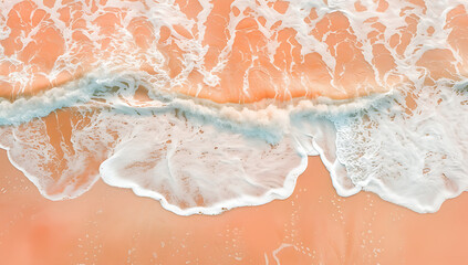 an aerial view of the sand on the beach with waves in
