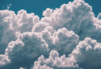 White cumulus clouds formation in blue sky just before rain
