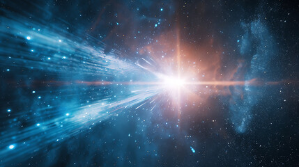 an image of a blue light bursting out of the space on - obrazy, fototapety, plakaty