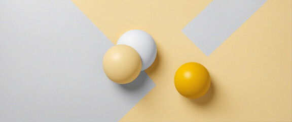 Abstract geometric composition, yellow background design, 3d render