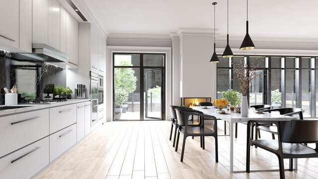 4K Photograph Capture: Contemporary kitchen design.