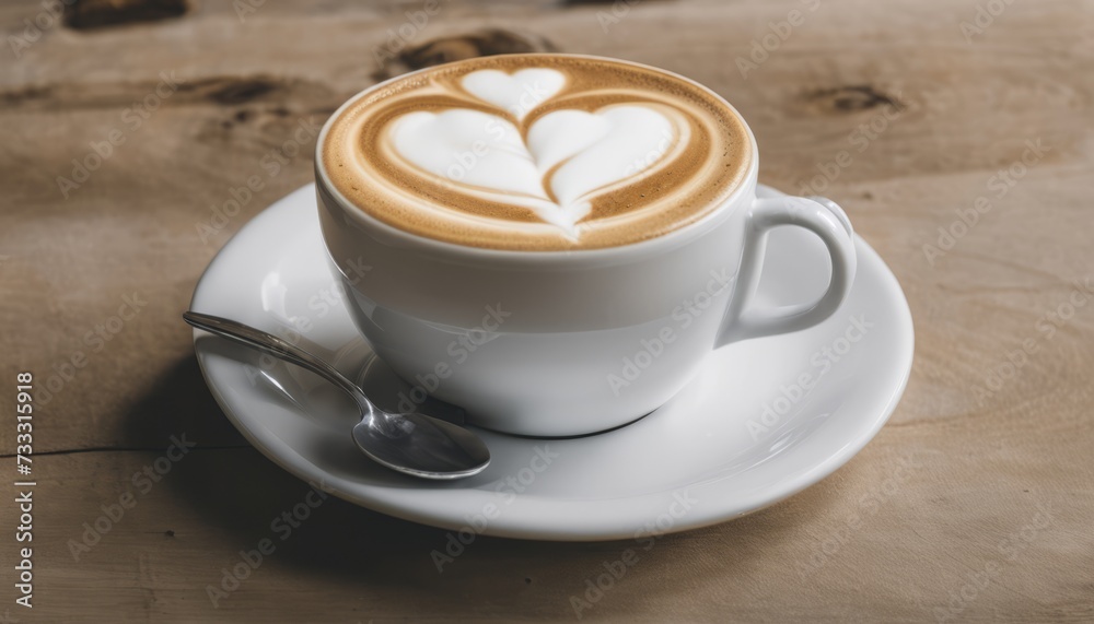 Wall mural A cup of coffee with a heart design in the foam