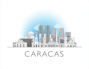 Caracas skyline line art style vector illustration