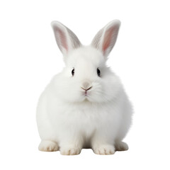 Cute white rabbit isolated on a transparent background,