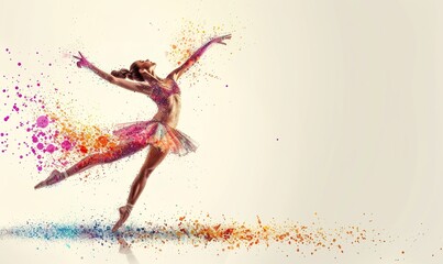 pointilism illustration of a beautiful ballerina dancing