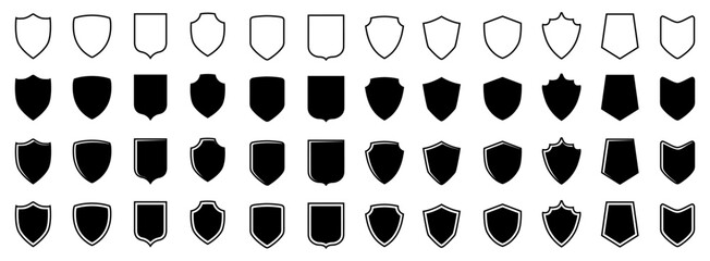 Shield set icons, protect signs collection, security symbol – vector - obrazy, fototapety, plakaty