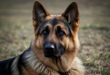 A portrait of a stunning young German Shepherd with long fur, seated gracefully on the ground.