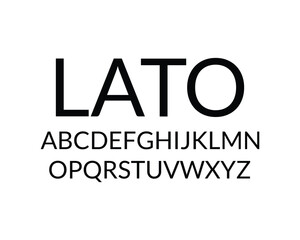 Lato font for logo and headline. Isolated vector typeset