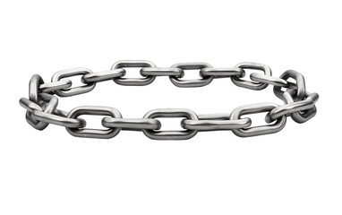 Durable Robust Steel Link Chain Isolated on Transparent Background PNG.