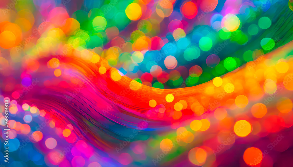 Wall mural abstract and colorful rainbow pattern of iridescent organic shapes with soft flowing movement and bo
