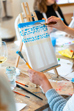 Sip and Paint Event. The blue of the sea and the sky.