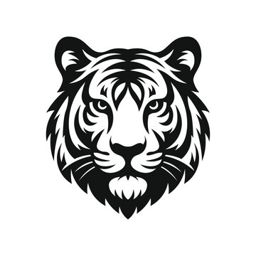 tiger head silhouette mascot vector
