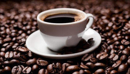 Obraz premium A cup of coffee on a white saucer