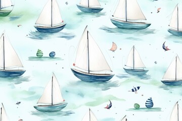 abstract colorful pattern with sailing boats