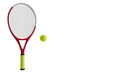 Tennis racket and ball. 3d rendering