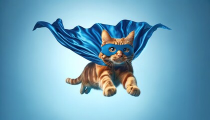 Obraz premium Caped Crusader Cat: The Flight of Whisker Man