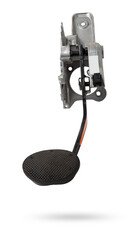 Brake pedal on a white isolated background in a photo studio for sale in a car service. Black auto...