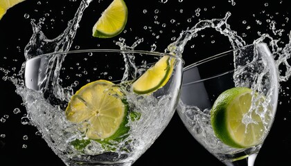 A glass of water with lemon and lime slices
