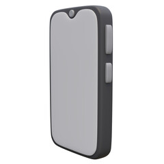3d render illustration of smartphone with white screen. Technology concept. Illustration for web or app design. 