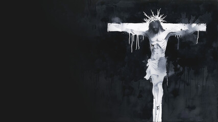 jesus christ on cross isolated on black background