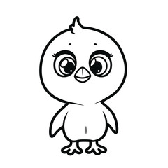 Cute cartoon little baby chick outlined for coloring page isolated on white background